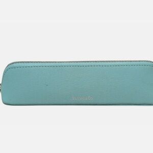 Tiffany & Co. light aqua leather zip cosmetic case